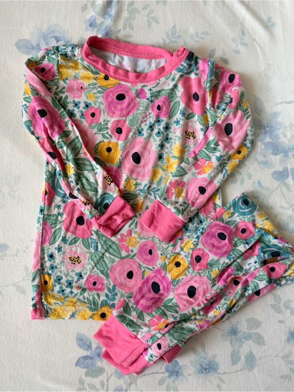 Little Sleepies Pink & Yellow Floral Long-Sleeve Pajama Set